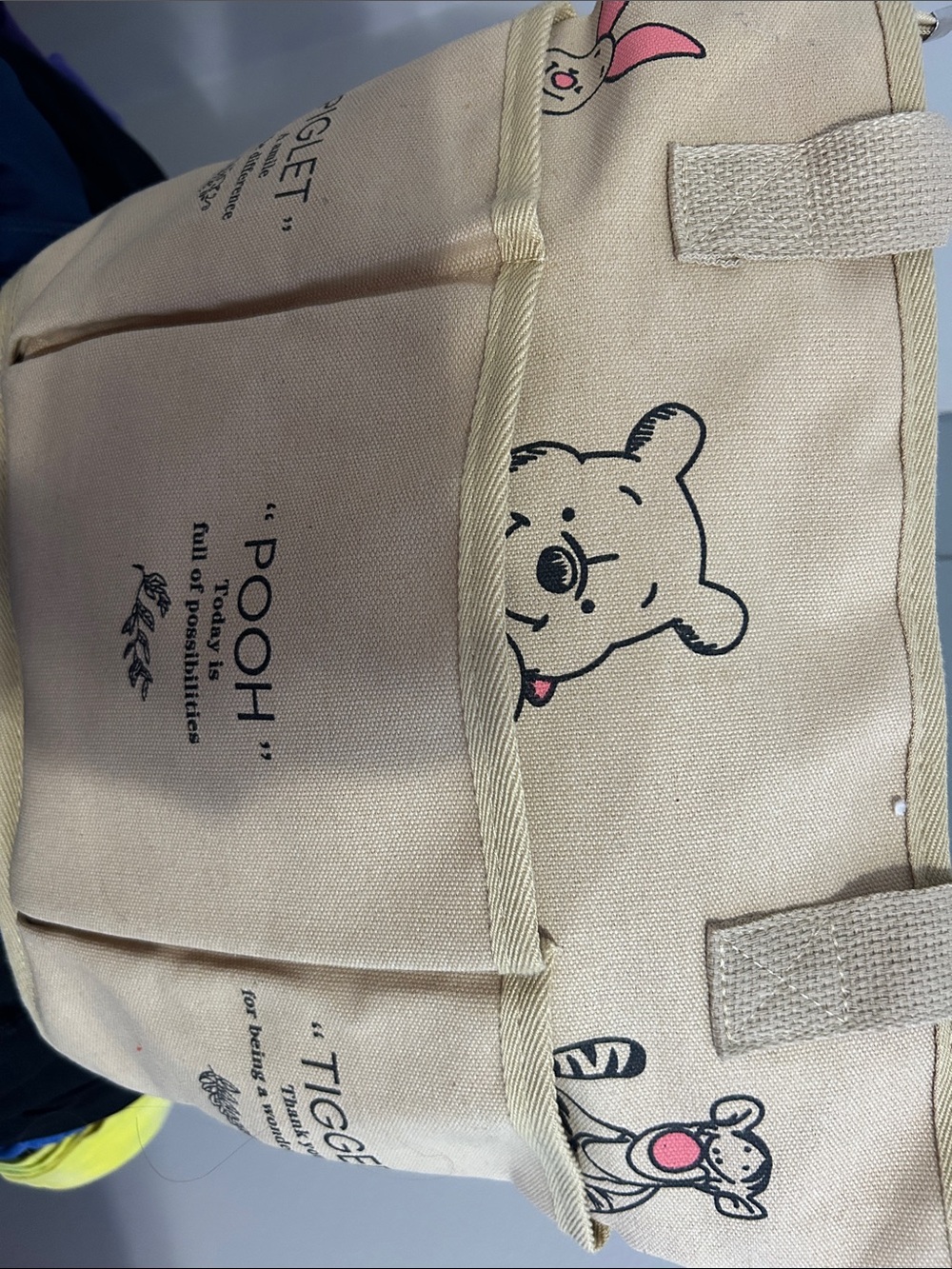Winnie the Pooh Tote Bag - Cream with Pink Accents
